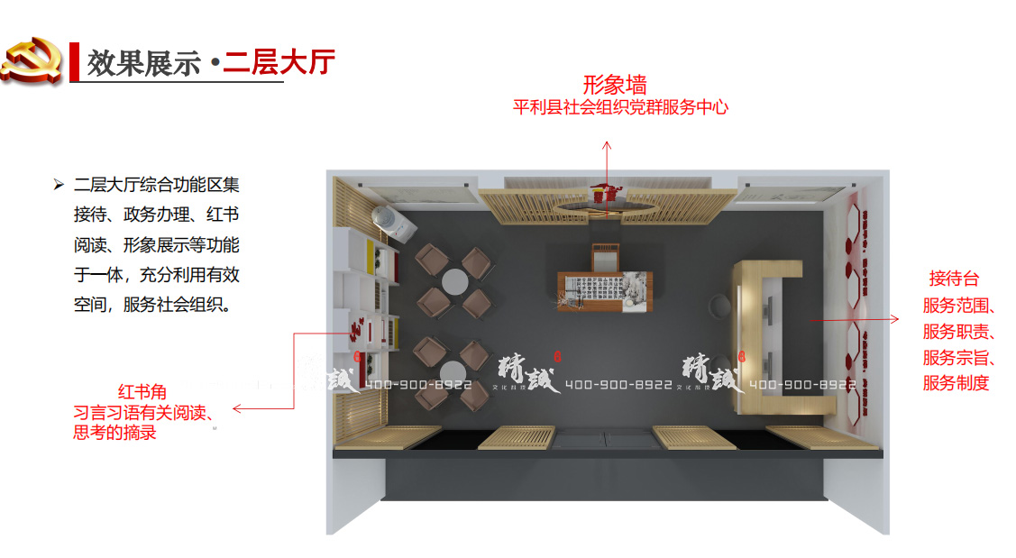 安康平利縣黨群服務(wù)中心二層展覽館設(shè)計設(shè)計效果展示